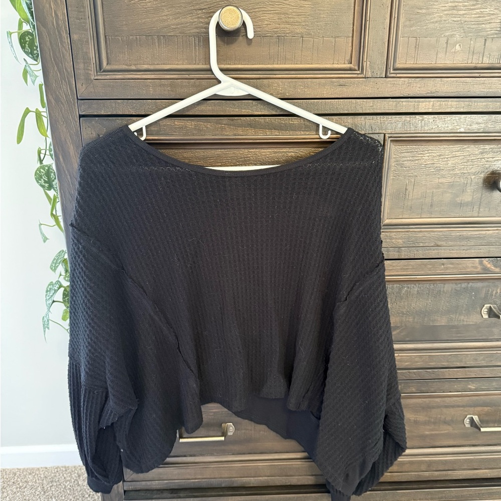 We The Free Charcoal Knit Top